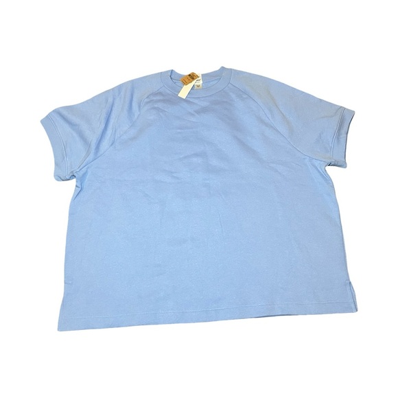 NWT Victoria Secret Pink Sz XL Crewneck Light Blue T Shirt Fleece Lined Winter - Picture 1 of 7